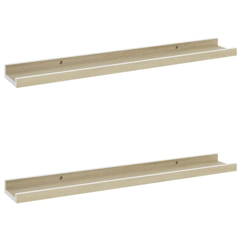 Wandschappen 2 st 60x9x3 cm wit en sonoma eikenkleurig MeubelReus