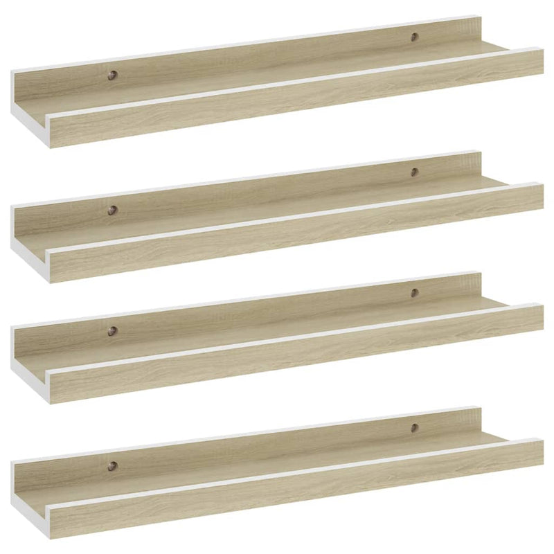 Wandschappen 4 st 40x9x3 cm wit en sonoma eikenkleurig MeubelReus