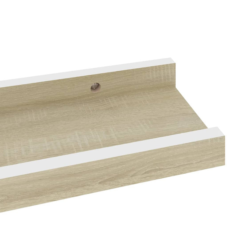 Wandschappen 4 st 40x9x3 cm wit en sonoma eikenkleurig MeubelReus
