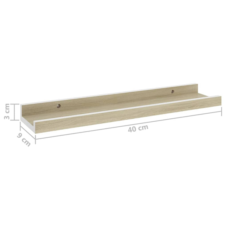 Wandschappen 4 st 40x9x3 cm wit en sonoma eikenkleurig MeubelReus