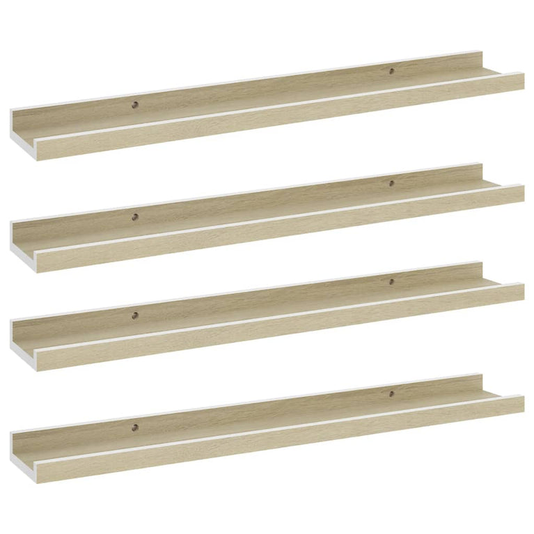 Wandschappen 4 st 60x9x3 cm wit en sonoma eikenkleurig MeubelReus