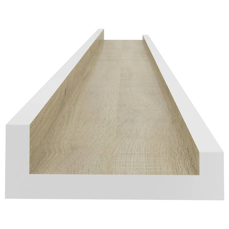 Wandschappen 4 st 80x9x3 cm wit en sonoma eikenkleurig MeubelReus