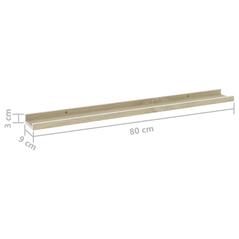 Wandschappen 4 st 80x9x3 cm wit en sonoma eikenkleurig MeubelReus