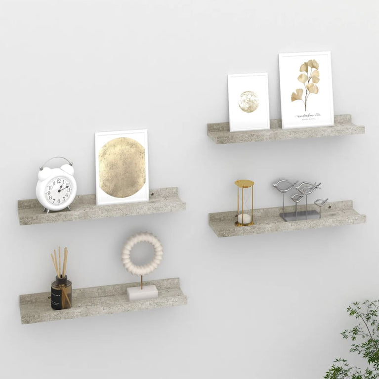 Wandschappen 4 st 40x9x3 cm betongrijs MeubelReus