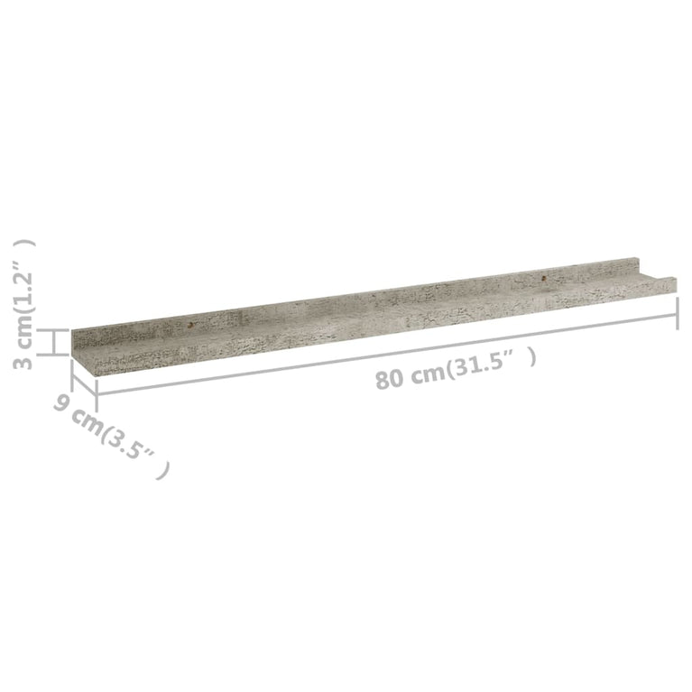 Wandschappen 4 st 80x9x3 cm betongrijs MeubelReus