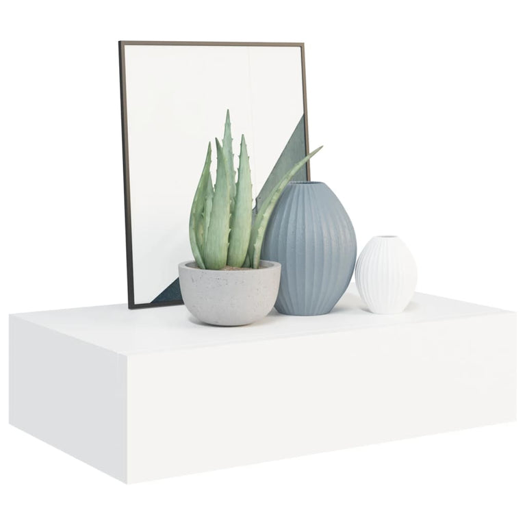 Wandschap met lade 40x23,5x10 cm MDF wit MeubelReus