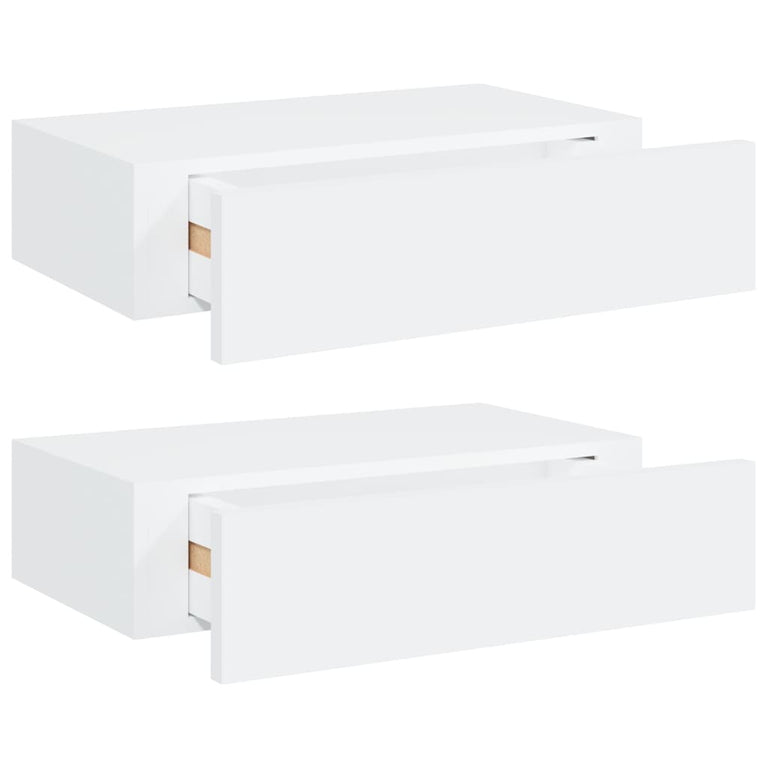 Wandschappen 2 st met lade 40x23,5x10 cm MDF wit MeubelReus