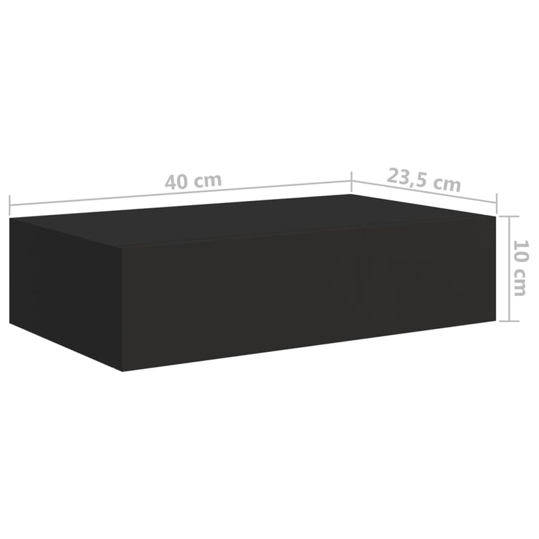 Wandschap met lade 40x23,5x10 cm MDF zwart MeubelReus