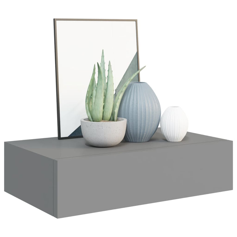 Wandschappen 2 st met lade 40x23,5x10 cm MDF grijs MeubelReus