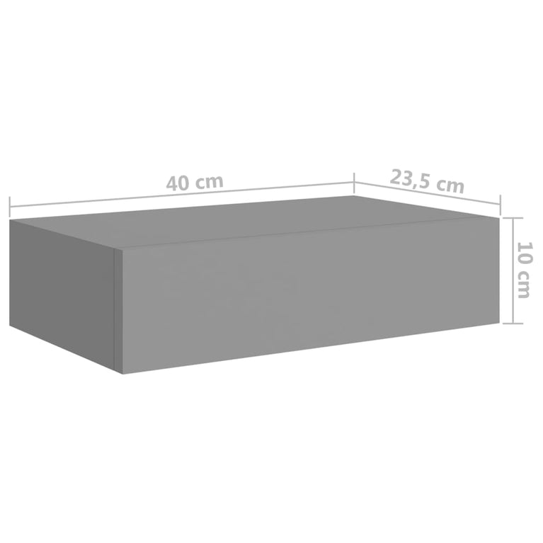 Wandschappen 2 st met lade 40x23,5x10 cm MDF grijs MeubelReus