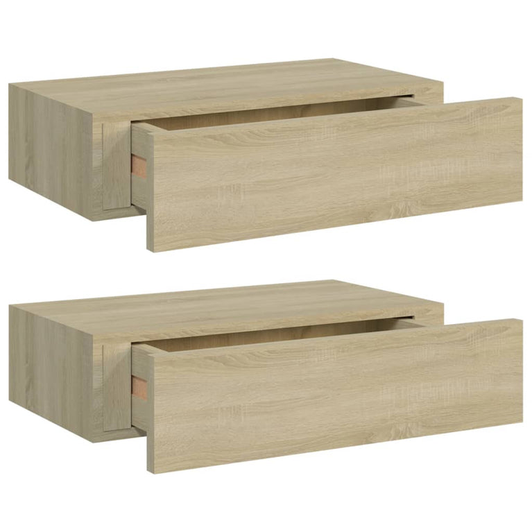 Wandschappen 2 st met lade 40x23,5x10 cm MDF eikenkleurig MeubelReus