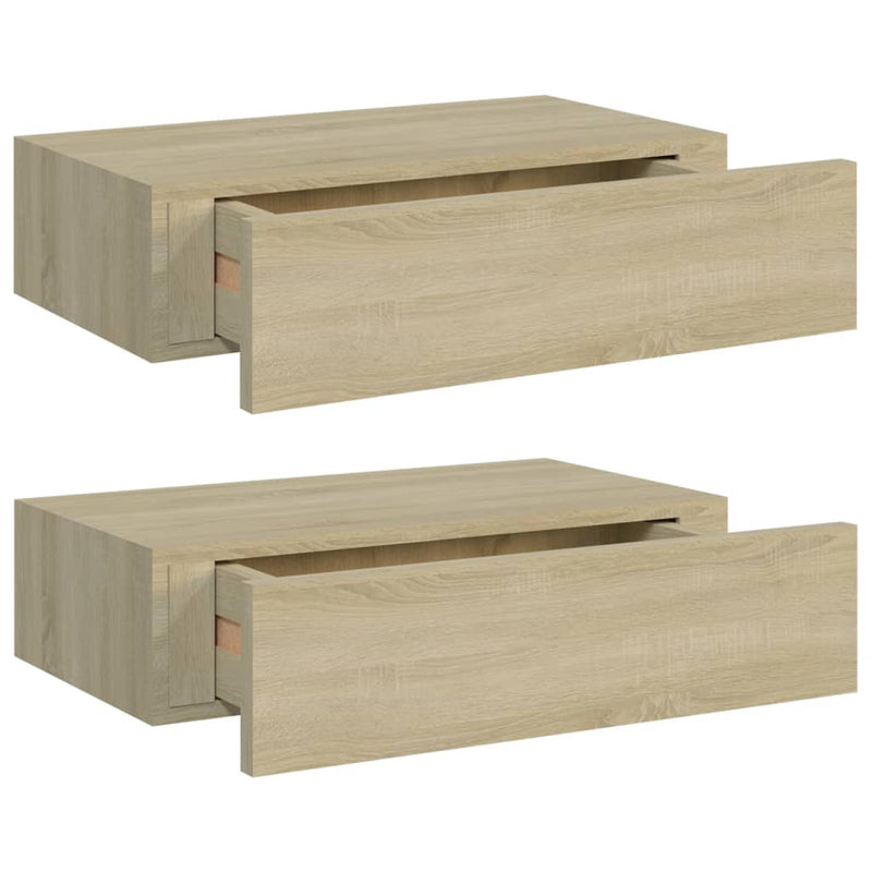 Wandschappen 2 st met lade 40x23,5x10 cm MDF eikenkleurig MeubelReus