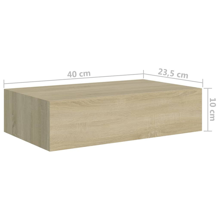 Wandschappen 2 st met lade 40x23,5x10 cm MDF eikenkleurig MeubelReus