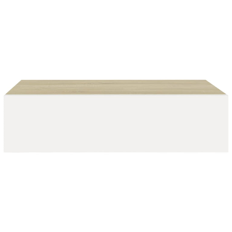 Wandschappen 2 st met lade 40x23,5x10 cm MDF eikenkleur en wit MeubelReus