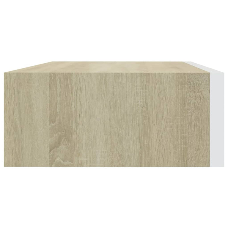Wandschappen 2 st met lade 40x23,5x10 cm MDF eikenkleur en wit MeubelReus