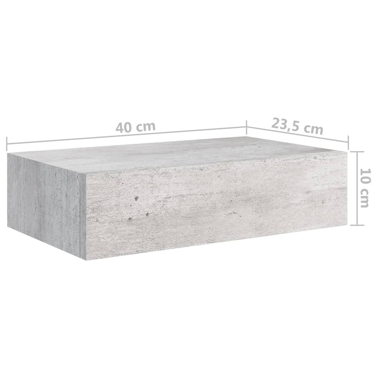 Wandschap met lade 40x23,5x10 cm MDF betongrijs MeubelReus