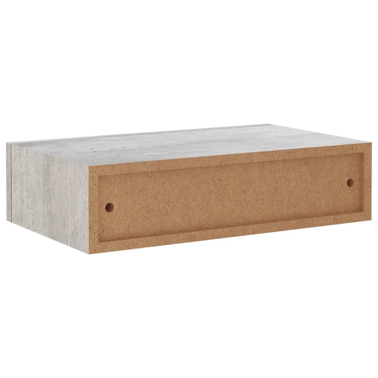 Wandschappen 2 st met lade 40x23,5x10 cm MDF betongrijs MeubelReus
