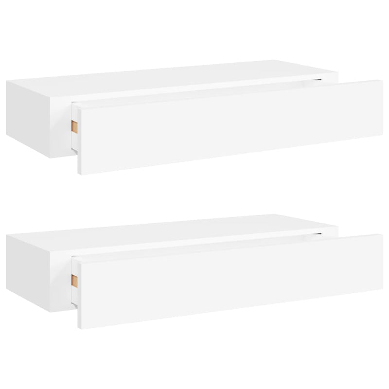 Wandschappen 2 st met lade 60x23,5x10 cm MDF wit MeubelReus