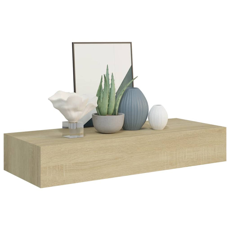 viaXL Wandschap met lade 60x23,5x10 cm MDF eikenkleurig MeubelReus