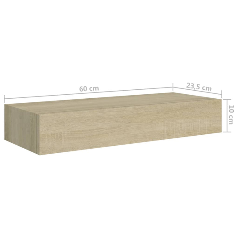 viaXL Wandschap met lade 60x23,5x10 cm MDF eikenkleurig MeubelReus
