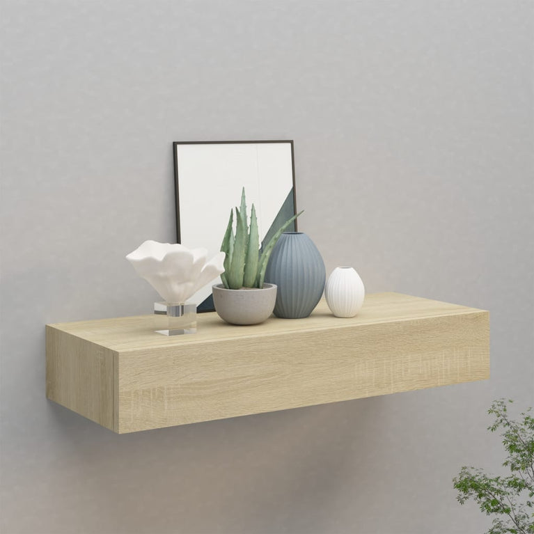 viaXL Wandschap met lade 60x23,5x10 cm MDF eikenkleurig MeubelReus