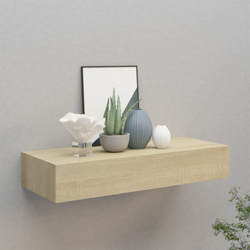 viaXL Wandschap met lade 60x23,5x10 cm MDF eikenkleurig MeubelReus
