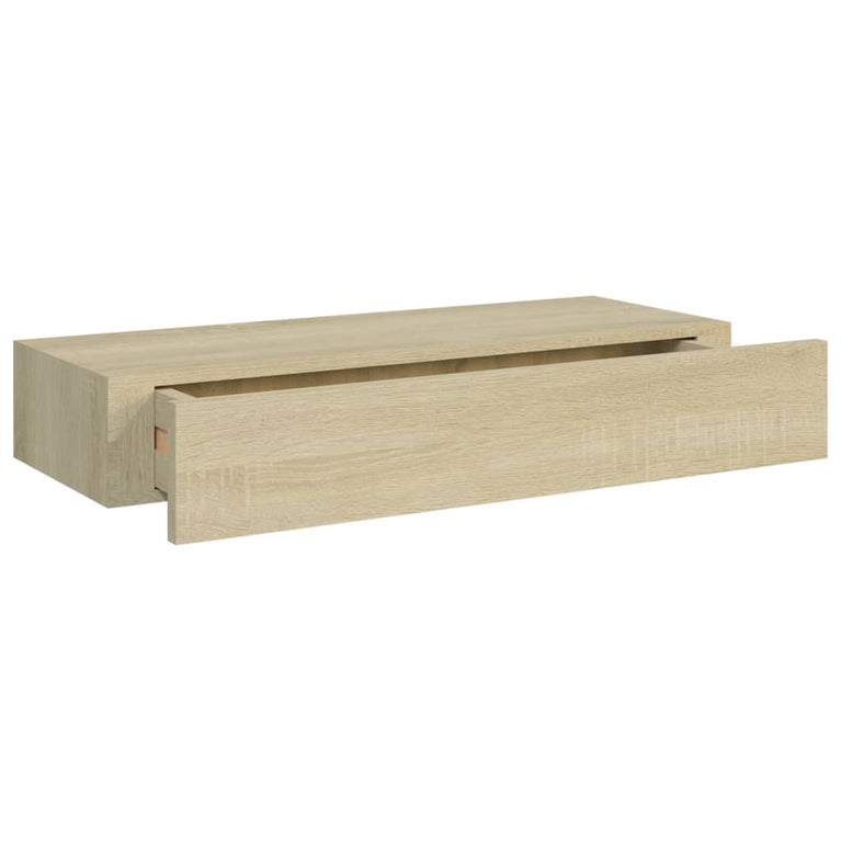 viaXL Wandschappen 2 st met lade 60x23,5x10 cm MDF eikenkleurig MeubelReus