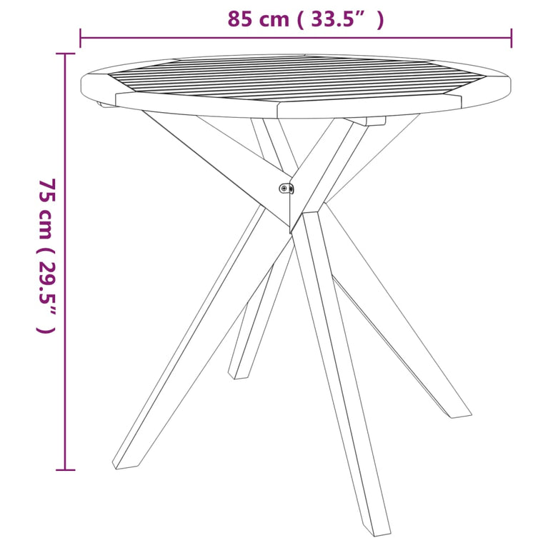Tuintafel 85x85x75 cm massief acaciahout MeubelReus
