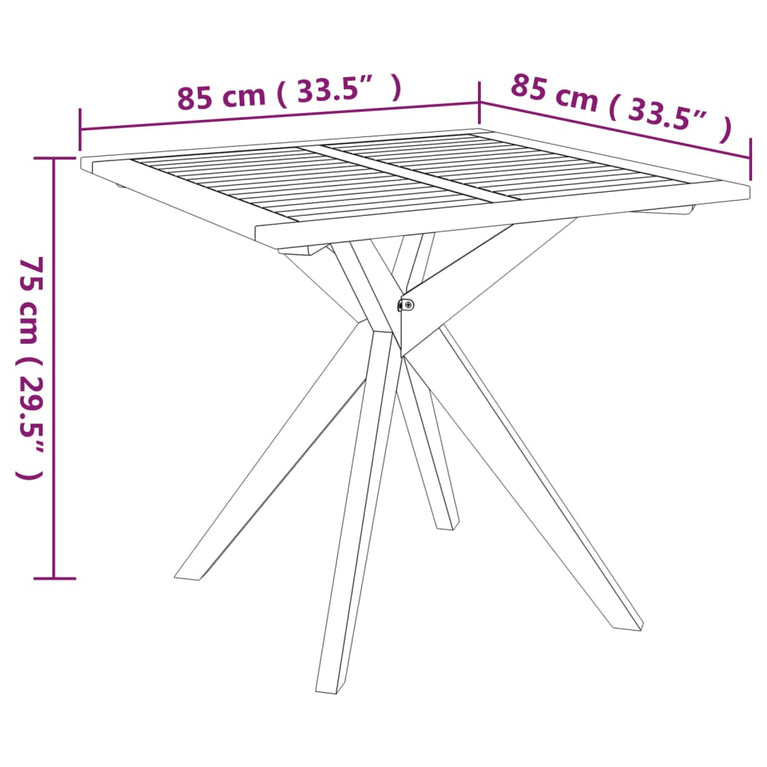 Tuintafel 85x85x75 cm massief acaciahout MeubelReus
