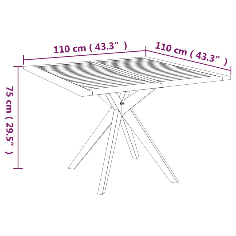 Tuintafel 110x110x75 cm massief acaciahout MeubelReus