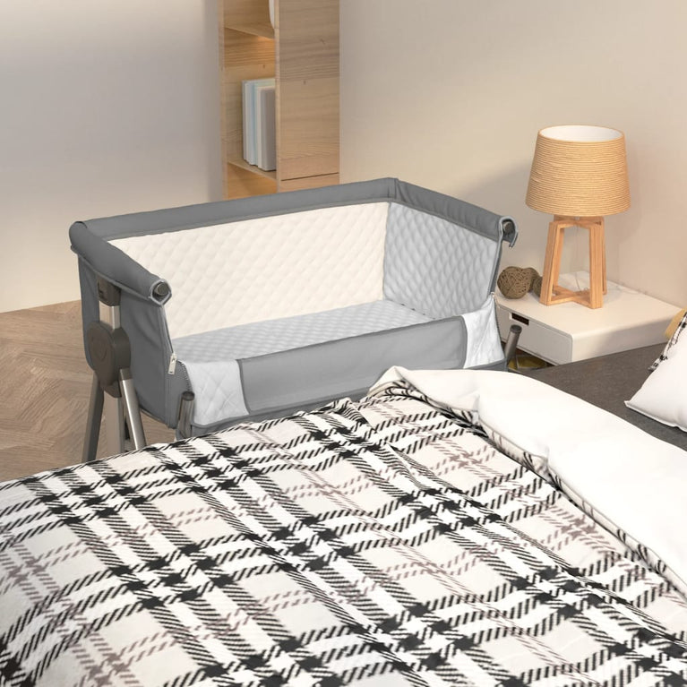 Babybed met matras linnen donkergrijs MeubelReus