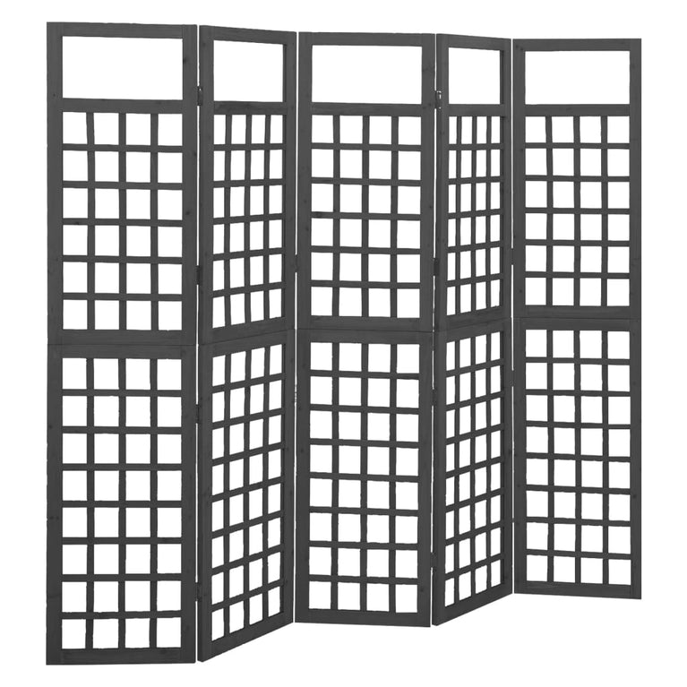 Kamerscherm/trellis met 5 panelen 201,5x180 cm vurenhout zwart MeubelReus