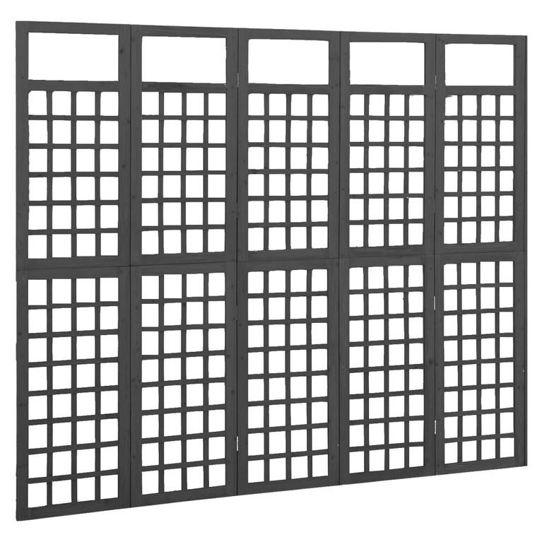 Kamerscherm/trellis met 5 panelen 201,5x180 cm vurenhout zwart MeubelReus