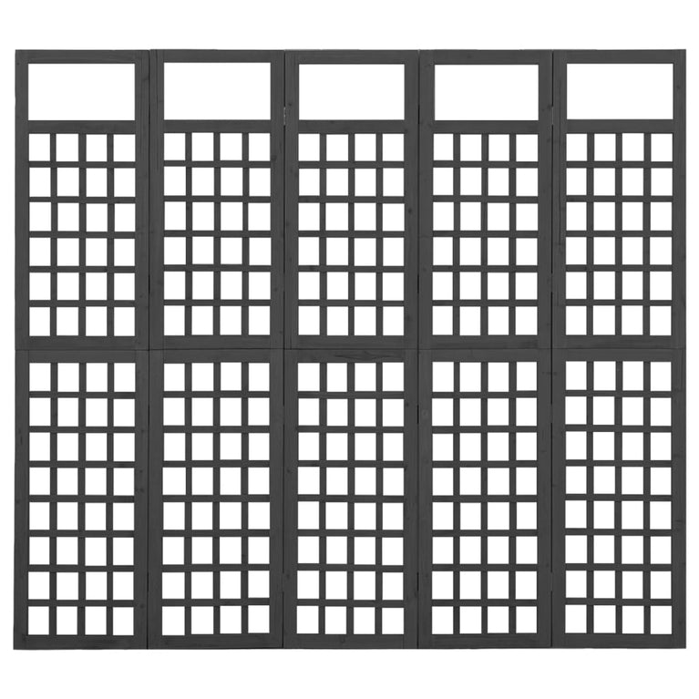 Kamerscherm/trellis met 5 panelen 201,5x180 cm vurenhout zwart MeubelReus