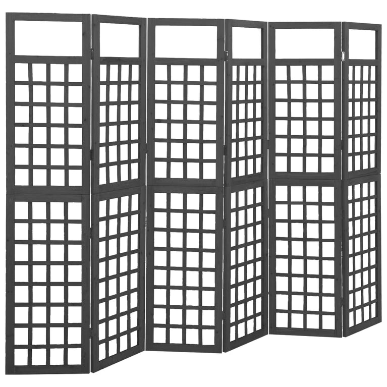 Kamerscherm/trellis met 6 panelen 242,5x180 cm vurenhout zwart MeubelReus