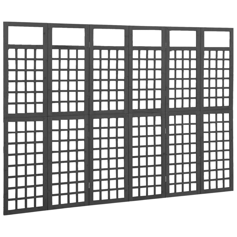 Kamerscherm/trellis met 6 panelen 242,5x180 cm vurenhout zwart MeubelReus