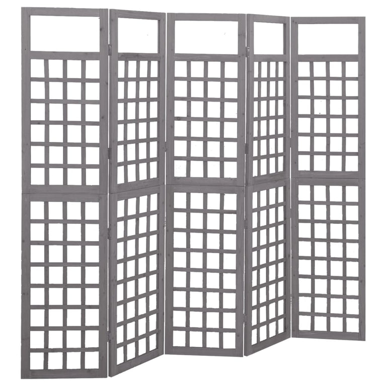 Kamerscherm/trellis met 5 panelen 201,5x180 cm vurenhout grijs MeubelReus
