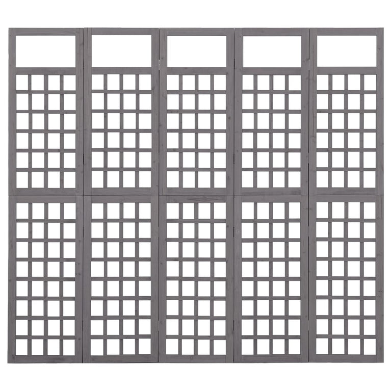 Kamerscherm/trellis met 5 panelen 201,5x180 cm vurenhout grijs MeubelReus