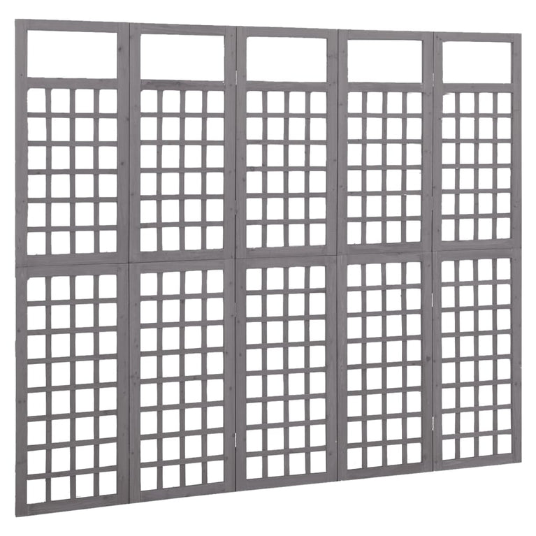 Kamerscherm/trellis met 5 panelen 201,5x180 cm vurenhout grijs MeubelReus
