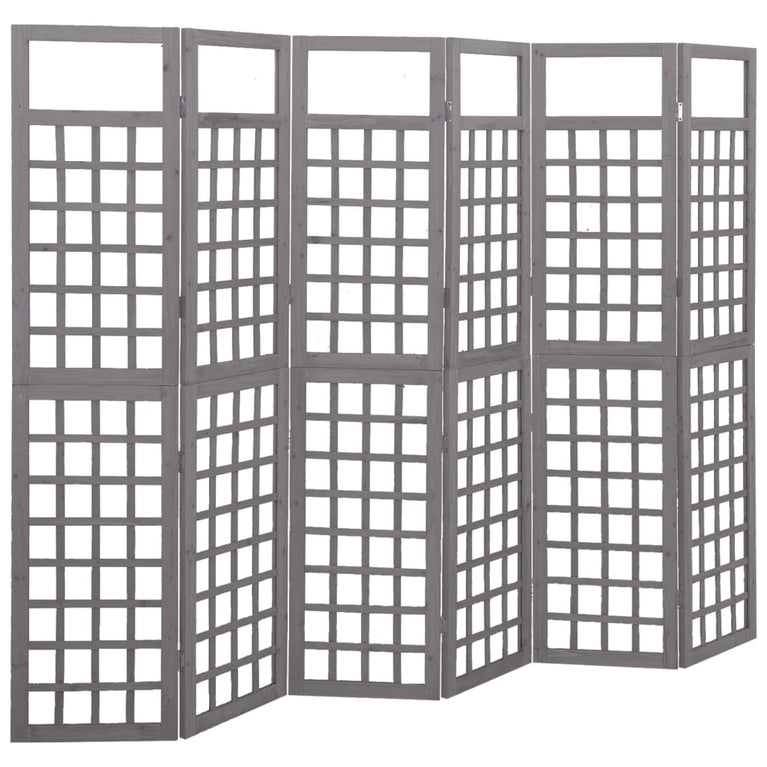 Kamerscherm/trellis met 6 panelen 242,5x180 cm vurenhout grijs MeubelReus