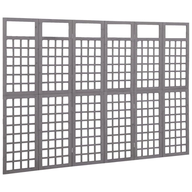 Kamerscherm/trellis met 6 panelen 242,5x180 cm vurenhout grijs MeubelReus