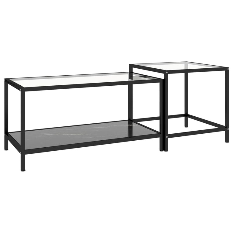 2-delige Salontafelset gehard glas zwart MeubelReus