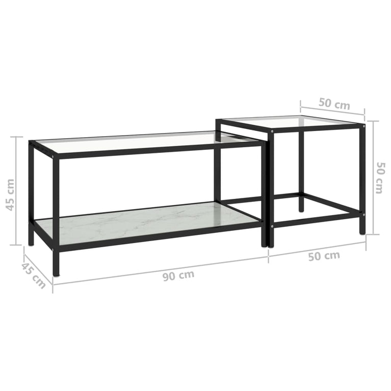 2-delige Salontafelset gehard glas wit MeubelReus