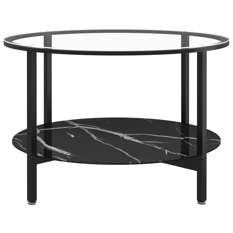 Salontafel 70 cm gehard glas zwart en zwartmarmer MeubelReus