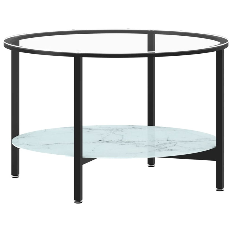 Salontafel 70 cm gehard glas zwart en witmarmer MeubelReus