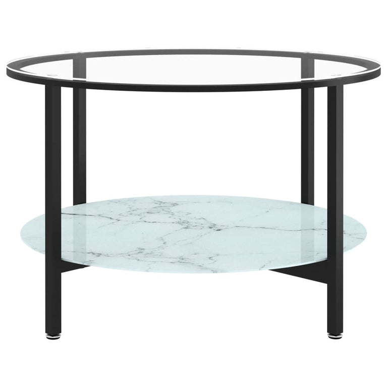 Salontafel 70 cm gehard glas zwart en witmarmer MeubelReus