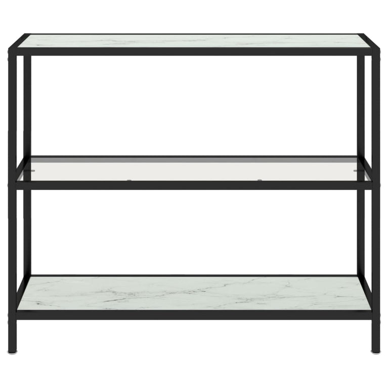 Schap 100x36x90 cm gehard glas transparant en witmarmerkleurig MeubelReus