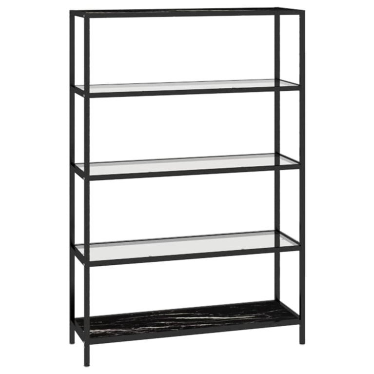 Schap 100x36x168 cm gehard glas zwartmarmerkleur en transparant MeubelReus