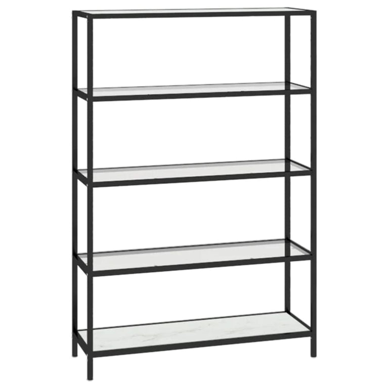 Schap 100x36x168 cm gehard glas witmarmerkleurig en transparant MeubelReus