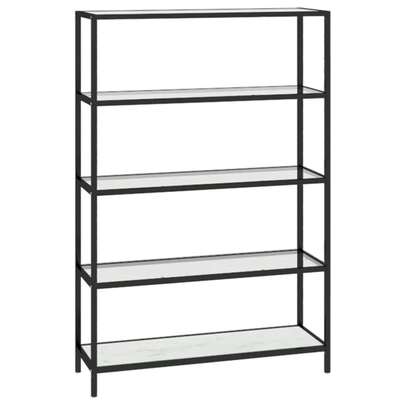 Schap 100x36x168 cm gehard glas witmarmerkleurig en transparant MeubelReus